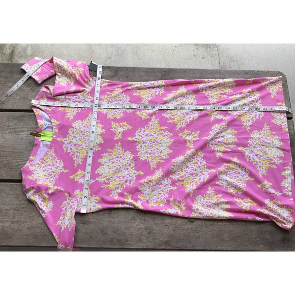 Crown & Ivy Pink Coral Print Dress Lime NEW NWT XS - Picture 4 of 6